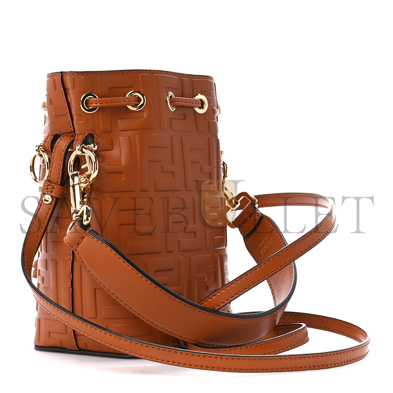 F**di camel leather mini mon tresor bucket bag 8bs010a3zgf1c6j (18*12*10cm)